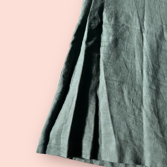 Women’s Boden Military Green Light Blue Embroidered Collar Linen Dress Size 12 - Picture 2 of 16